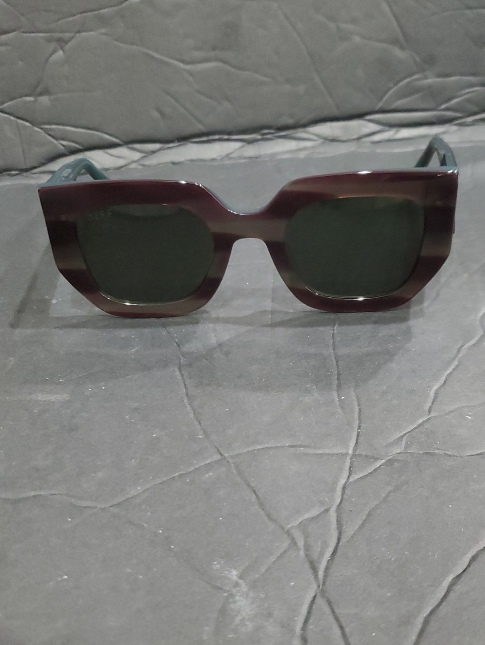 DIFF Brown multi Gray Teal Acetate Geometric Square Cat Eye Sunglasses brand new